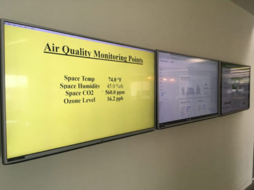 Air quality monitor in the main hallway.