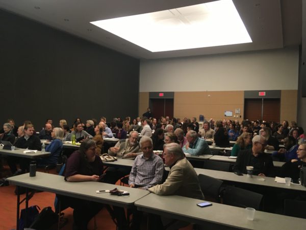 Session attendees discussing "What are  the qualities of your ideal workplace" during the Think, Pair, Share exercise.