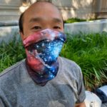 Tyrone Yang: wearing my galaxy mask at MIT Killian Court